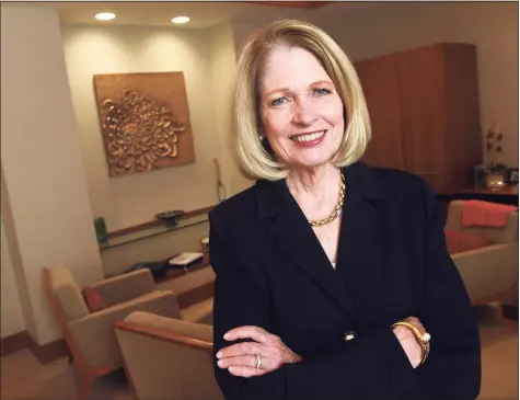  ?? Arnold Gold / Hearst Connecticu­t Media ?? Yale New Haven Health System President and CEO Marna Borgstrom in her office at Yale New Haven Hospital on Sept. 29.