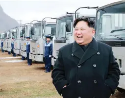  ??  ?? 'SPONSOR OF TERRORISM' — This undated photo released by North Korea’s official Korean Central News Agency (KCNA) on Tuesday shows North Korean leader Kim Jong-Un at the Sungri Motor Complex in South Pyongan Province. On Monday, United States President...