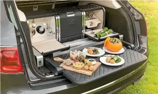  ??  ?? ‘Farm-collective’ picnic in NZ would be pies on a Hilux tray. In UK, it’s this lot for your Bentley Bentayga.