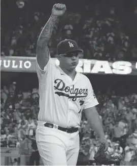  ?? ROBERT HANASHIRO/USA TODAY SPORTS ?? The Dodgers’ Julio Urias was the only MLB pitcher with 20 wins in going 20-3 with a 2.96 ERA.