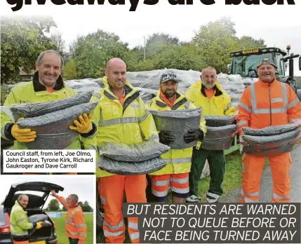  ?? ?? Council staff, from left, Joe Olmo, John Easton, Tyrone Kirk, Richard Gaukroger and Dave Carroll