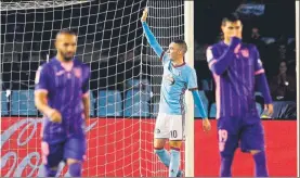  ??  ?? Iago Aspas celebra su gol. El de Moaña fue un quebradero de cabeza para el Leganés