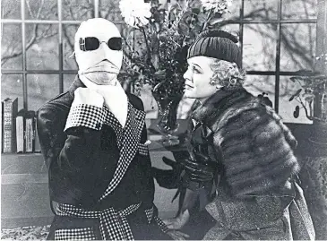  ??  ?? I HAVE A NEW LOOK: Claude Rains and Gloria Stuart in the original film version of ‘The Invisible Man’.