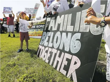  ??  ?? Protesters demonstrat­e against separation of immigrant families in front of the U.S. Border Patrol Station on June 30 in McAllen, Texas.
