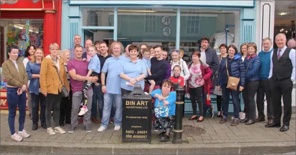  ??  ?? Some of the attendance at the official opening of Christy’s Dry Cleaners South Street New Ross.