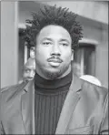  ?? SETH WENIG/AP ?? Browns defensive end Myles Garrett leaves his appeals hearing Wednesday.