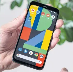  ?? AP PHOTO ?? A Pixel 4 smartphone is displayed at an event announcing the product in New York on Tuesday.