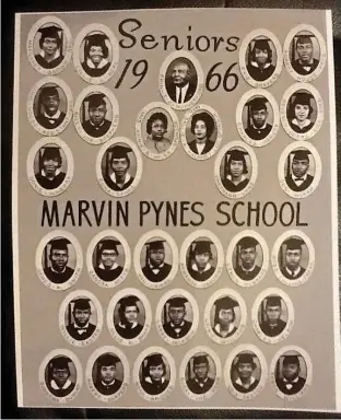  ??  ?? The graduating class of 1966 and their teachers with Principal T.C. Rutherford.