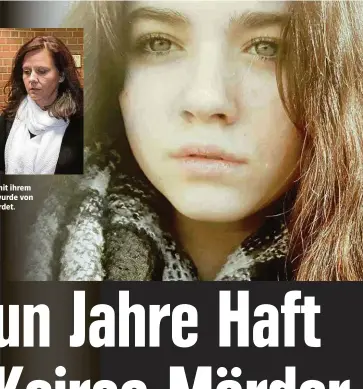  ??  ?? Keiras Lutter Karin G. mit ihrem Anwalt. Das Lädchen wurde von einem Litschüler ermordet.