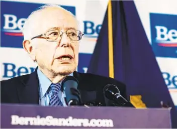  ?? JACOB HANNAH NYT ?? “Have we been as successful as I would hope in bringing young people in?” Sen. Bernie Sanders said during a news conference Wednesday at his campaign office in Burlington, Vt. “The answer is no.”