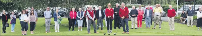  ??  ?? Lismore Golf Club Captains’ Drive-in 2021: Michael Keane (captain), Marie Condon (lady captain) and Peter Whelan (president), with club members.