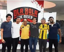  ??  ?? The cast of OlaBola The Musical (from left) Chan, Luqman, Hassan Sani, Chalmers, Lim and Abimanyu. — Enfiniti