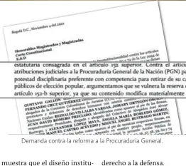  ?? ?? Demanda contra la reforma a la Procuradur­ía General.