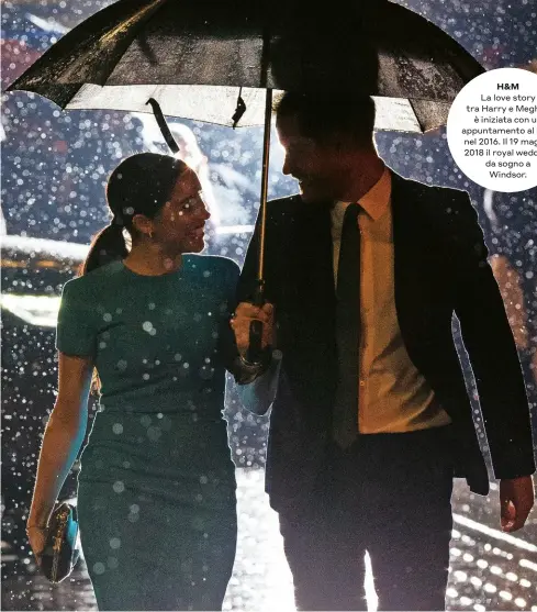  ??  ?? H&M
La love story tra Harry e Meghan è iniziata con un appuntamen­to al buio nel 2016. Il 19 maggio 2018 il royal wedding da sogno a Windsor.