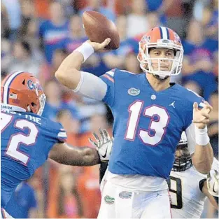  ?? PHELAN M. EBENHACK/ASSOCIATED PRESS ?? Florida QB Feleipe Franks got benched last year against Kentucky. But after throwing for 5 touchdowns last week in a flawless performanc­e against Charleston Southern, he’s looking to build on his momentum.