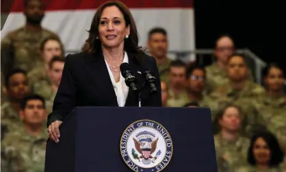  ?? ?? Harris visits Vandenberg Space Force Base in Lompoc, California on 18 April 2022. Photograph: Mike Blake/Reuters