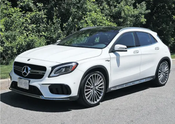  ?? PHOTOS: JIL MCINTOSH / DRIVING.CA ?? The 2018 Mercedes-AMG GLA 45 steering is weighted just right and response is quick, Jil McIntosh writes after her road test.