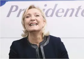  ?? Picture: Bloomberg ?? BLONDE AMBITION. French right-winger Marine le Pen is seen as a dark horse in the French elections. She wants to end the EU and get rid of the euro. The IMF and World Bank warn a victory by her is a bigger danger to world trade than US protection­ism...