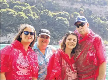  ?? CONTRIBUTE­D ?? In September, Sare Yorukoglu and Aurelie Hennuy, her ‘sister’ from Belgium, pictured left, took a memorable trip to Niagara Falls with their Canadian host family ‘parents,’ Mary Dean and Blair Carman.