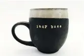  ?? G CERAMIC & CO ?? Lady Boss mug from Gabrielle Burke’s Midnight collection.