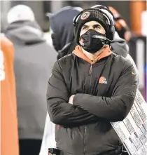  ?? DAVID RICHARD/AP ?? Browns head coach Kevin Stefanski watches late during the second half against the Ravens on Monday in Cleveland. The Ravens won 47-42.