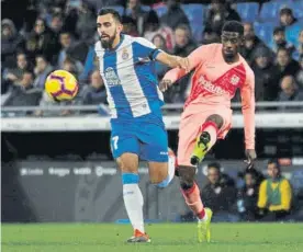  ?? FOTO: PEP MORATA ?? Dembélé dejó su huella en el derbi El francés brilló más que Borja Iglesias