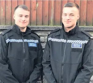  ??  ?? Jack Herbert (left) and Tom Herbert, identical twins that have both joined the police