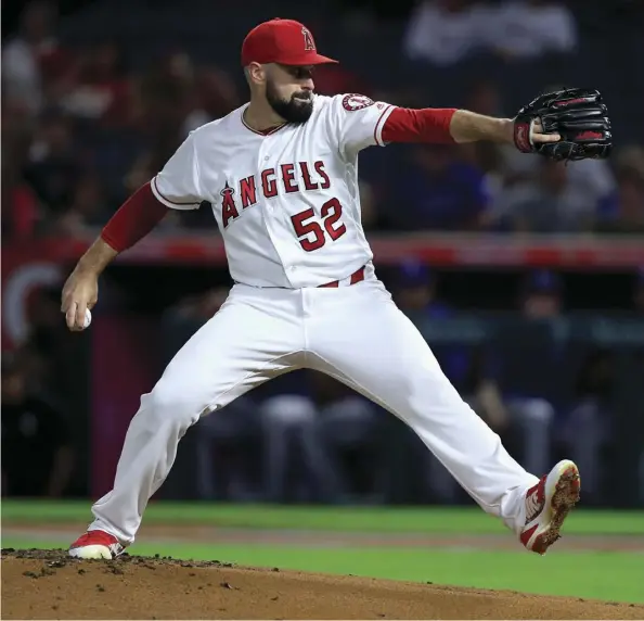  ?? Sean M. Haffey/Getty IMaGeS ?? Matt Shoemaker, pictured last year with the Angels, is looking to re-establish himself as a solid major-league starter.