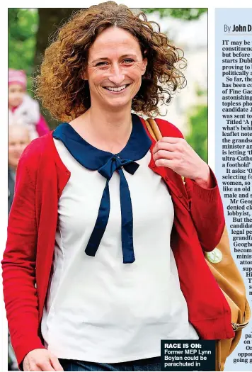  ??  ?? rAcE iS oN:
Former MEP lynn Boylan could be parachuted in