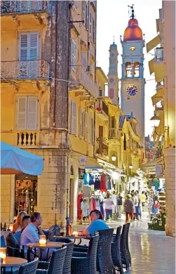  ??  ?? VENETIAN INFLUENCE: Corfu Town. Below: Mal and wife Deri