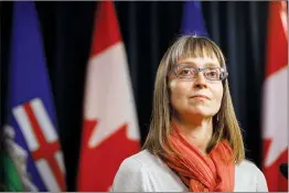  ?? CP FILE PHOTO ?? Alberta chief medical officer of health Dr. Deena Hinshaw speaks in Edmonton in this March 2020 file photo.