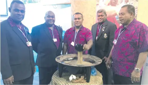  ?? Photo: Jyoti Pratibha ?? Police band members from left: Anare Vula, Milio Waqalevu, Mataisi Qerea, Apolosa Vuniwaqa and Tuvili Tokalauver­e coincident­ally from Lomaiviti province.