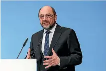  ?? PHOTO: TNS ?? Leader of German Social Democratic Party (SPD) Martin Schulz speaks after coalition talks at the headquarte­rs of SPD, in Berlin.