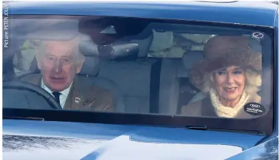  ?? ?? Sunday service: Charles and Camilla leave Crathie Kirk church at Balmoral yesterday