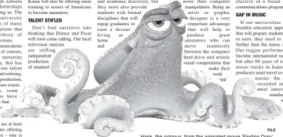  ?? FILE ?? Hank, the octopus, from the animated movie ‘Finding Dory’.