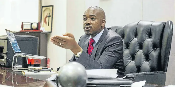  ?? Picture: Cynthia R Matonhodze ?? Forty-year-old MDC leader Nelson Chamisa, who was mentored by Morgan Tsvangirai, is heading into Zimbabwe’s presidenti­al election in July or August at the head of a coalition that includes two significan­t MDC breakaway parties.
