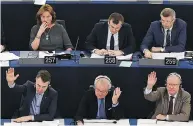  ?? FREDERICK FLORIN / AFP / GETTY IMAGES FILES ?? Members of the European Parliament take part in a voting session on the Eu-canada Comprehens­ive Economic and Trade Agreement in 2017.