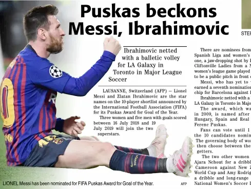  ??  ?? LIONEL Messi has been nominated for FIFA Puskas Award for Goal of the Year.