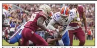  ?? (AP file photo) ?? Former Florida quarterbac­k Feleipe Franks (13) will try to solidify the quarterbac­k position for the University of Arkansas, which saw the Razorbacks use eight different starters over the past two seasons.