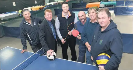  ??  ?? SOON: Horsham civic leaders will decide on a site for a proposed new multi-use indoor sports stadium soon. Pictured, from left, are Bruce Petering, Cr Mark Radford, Trent King, Jeff Pekin, Peter Velthuis and David Berry.
Picture: PAUL CARRACHER