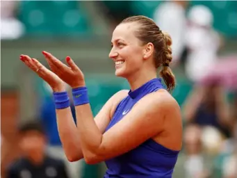  ?? (Getty) ?? Kvitova celebrates after securing victory