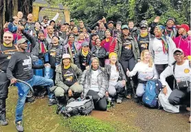  ?? Picture: #Trek4Mande­la Project ?? CONQUERING KILI: The South African contingent before starting their climb