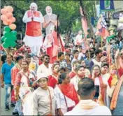  ?? AP ?? BJP supporters at a rally in Kolkata on April 5.