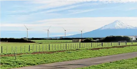  ?? HIRINGA ENERGY ?? A computer-generated view of how the four 206-metre wind turbines would look from Inaha Rd, adjacent to Te Aroha Marae, a distance of 2.4km away. (File image)