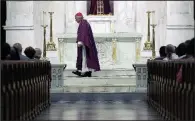  ?? AP/MATT ROURKE ?? Bishop Ronald Gainer celebrates Mass on Friday at Cathedral Church of Saint Patrick in Harrisburg, Pa. The grand jury report released this week criticized Gainer for advocating to the Vatican that two abusive priests not be defrocked.