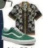  ??  ?? Lunettes « Suprema », Persol, 149 €. Chemisette, Dries Van Noten, 365 €. Baskets « Old Skool », Vans, 75 €. Jean « 501 Original Bristol Rigid », Levi’s, 99 €.