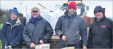  ?? (Pic: John Ahern) ?? FILLING IN AT SHORT NOTICE! Carrying out improvemen­t works to the course in Knockanard, were l-r: Paul Cashman, John Quane, Paul Collier and Larry Murphy.