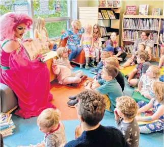  ?? CONTRIBUTE­D ?? Drag Queen Zara Matrix read children’s books about diversity, inclusion and self-love at the first Drag Queen Storytime event on the South Shore.