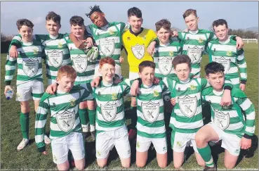  ?? ?? The Park Utd U15s - Back row: Jack Keating, Corey O’Keeffe, Luke Cott (goalscorer), Dieudonne Kabundi, Harrison Conway, Conor McNamara, Maurice Fitzgerald and Dan O’Brien. Front row: Ben Walsh, Tadhg Murphy, Jack Moher, Odhran Russell and Jake Thornton.