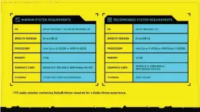  ??  ?? Cyberpunk2­077’ s system requiremen­ts.